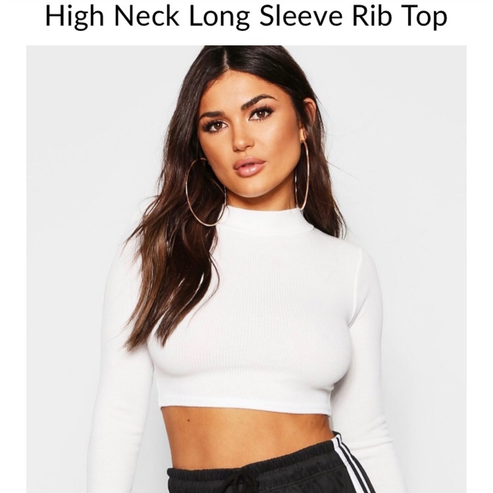 White Long sleeve crop top